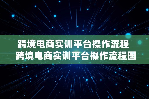 跨境电商实训平台操作流程  跨境电商实训平台操作流程图