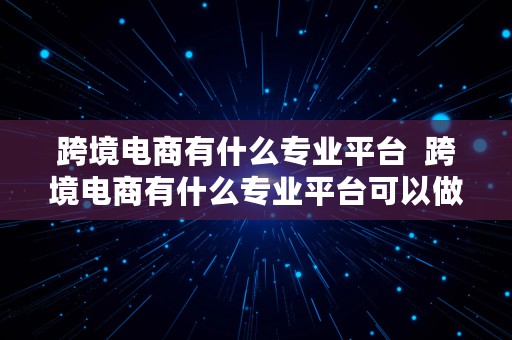 跨境电商有什么专业平台  跨境电商有什么专业平台可以做