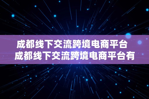 成都线下交流跨境电商平台  成都线下交流跨境电商平台有哪些