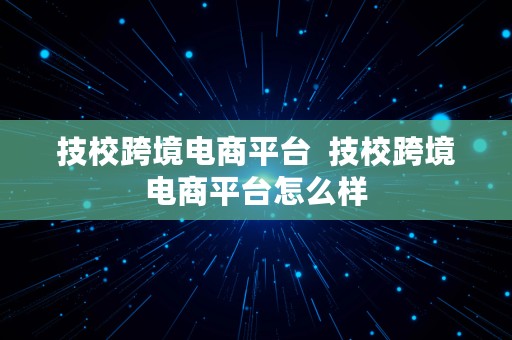 技校跨境电商平台  技校跨境电商平台怎么样