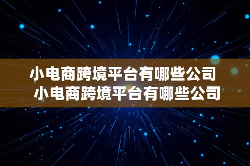 小电商跨境平台有哪些公司  小电商跨境平台有哪些公司