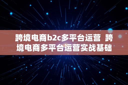 跨境电商b2c多平台运营  跨境电商多平台运营实战基础