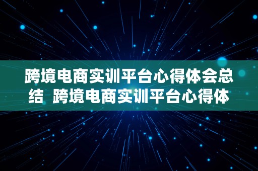 跨境电商实训平台心得体会总结  跨境电商实训平台心得体会总结怎么写