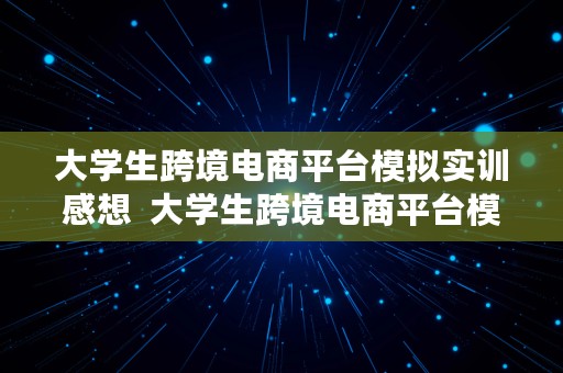 大学生跨境电商平台模拟实训感想  大学生跨境电商平台模拟实训感想与收获