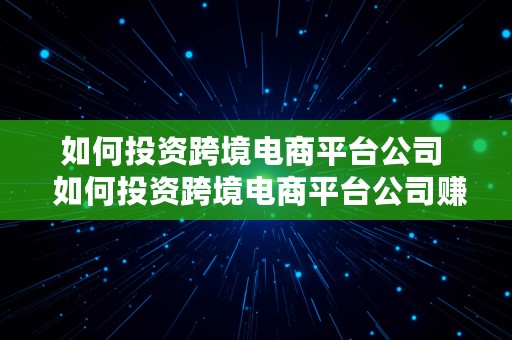 如何投资跨境电商平台公司  如何投资跨境电商平台公司赚钱