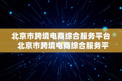 北京市跨境电商综合服务平台  北京市跨境电商综合服务平台官网