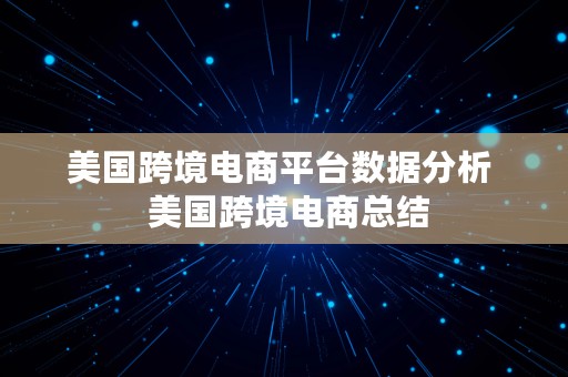 美国跨境电商平台数据分析  美国跨境电商总结