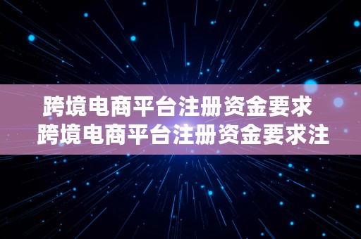 跨境电商平台注册资金要求  跨境电商平台注册资金要求注册资金