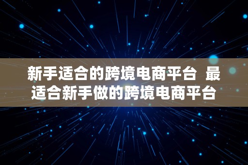 新手适合的跨境电商平台  最适合新手做的跨境电商平台