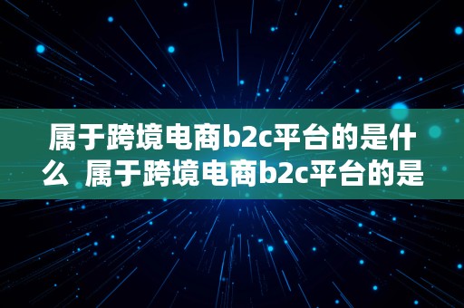 属于跨境电商b2c平台的是什么  属于跨境电商b2c平台的是什么