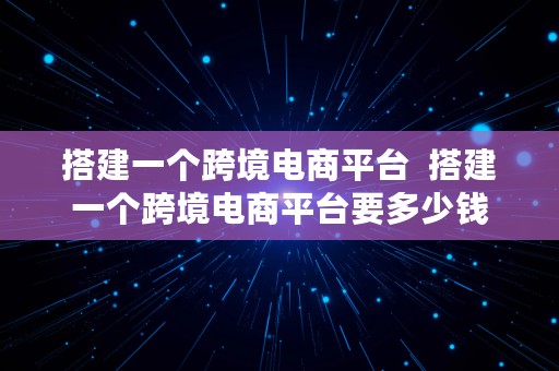 搭建一个跨境电商平台  搭建一个跨境电商平台要多少钱