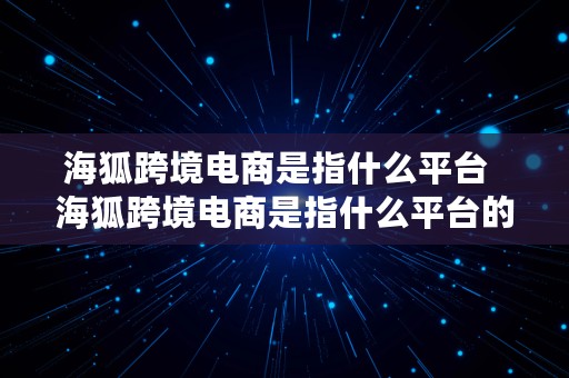 海狐跨境电商是指什么平台  海狐跨境电商是指什么平台的