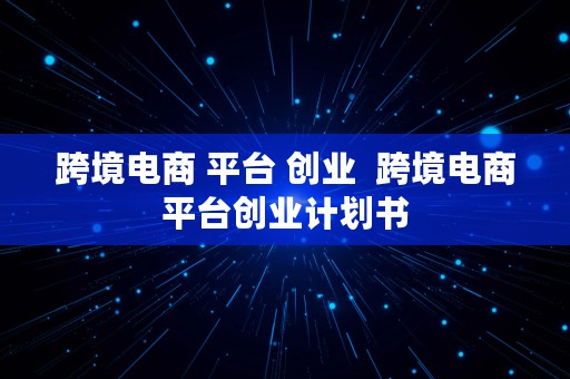 跨境电商 平台 创业  跨境电商平台创业计划书