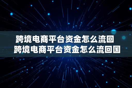 跨境电商平台资金怎么流回  跨境电商平台资金怎么流回国内