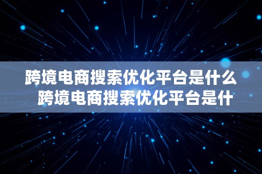 跨境电商搜索优化平台是什么  跨境电商搜索优化平台是什么意思