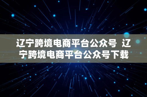 辽宁跨境电商平台公众号  辽宁跨境电商平台公众号下载