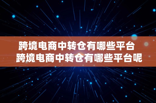 跨境电商中转仓有哪些平台  跨境电商中转仓有哪些平台呢