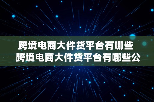 跨境电商大件货平台有哪些  跨境电商大件货平台有哪些公司