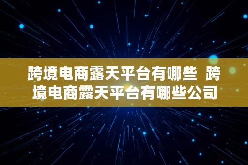 跨境电商露天平台有哪些  跨境电商露天平台有哪些公司