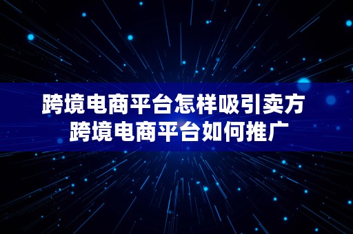 跨境电商平台怎样吸引卖方  跨境电商平台如何推广