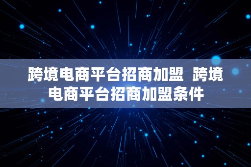 跨境电商平台招商加盟  跨境电商平台招商加盟条件