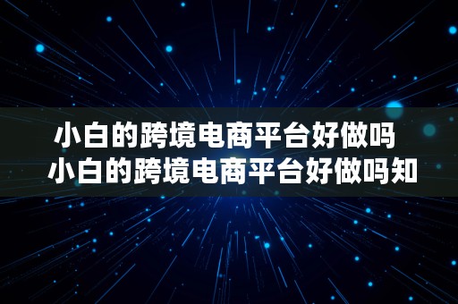 小白的跨境电商平台好做吗  小白的跨境电商平台好做吗知乎