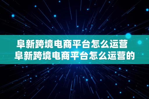 阜新跨境电商平台怎么运营  阜新跨境电商平台怎么运营的