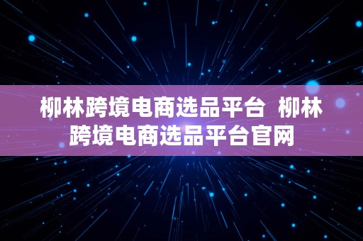 柳林跨境电商选品平台  柳林跨境电商选品平台官网