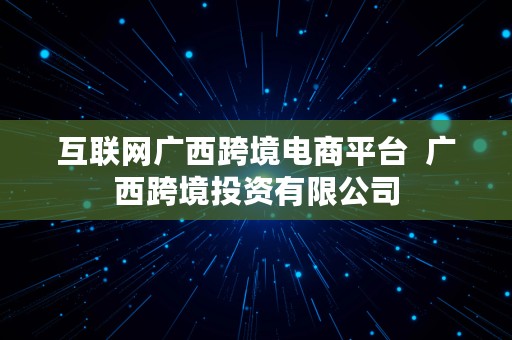 互联网广西跨境电商平台  广西跨境投资有限公司