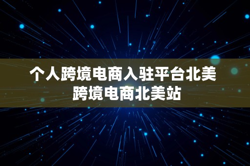 个人跨境电商入驻平台北美  跨境电商北美站