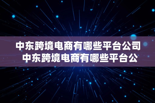 中东跨境电商有哪些平台公司  中东跨境电商有哪些平台公司招聘