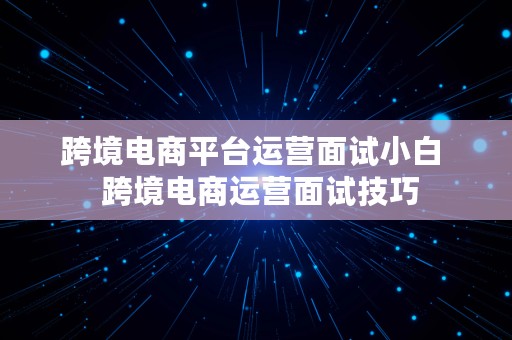 跨境电商平台运营面试小白  跨境电商运营面试技巧