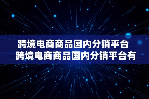 跨境电商商品国内分销平台  跨境电商商品国内分销平台有哪些