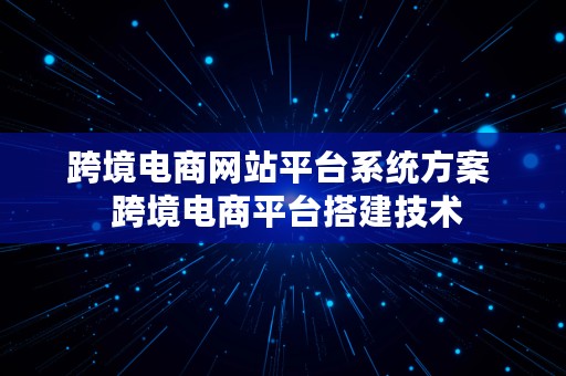 跨境电商网站平台系统方案  跨境电商平台搭建技术