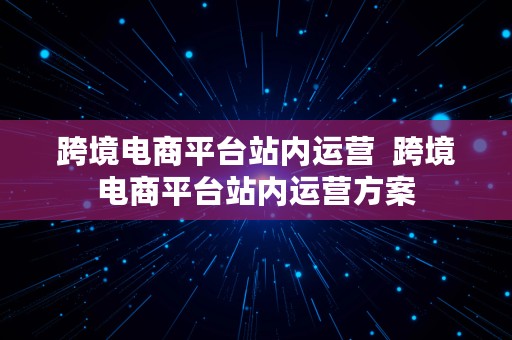 跨境电商平台站内运营  跨境电商平台站内运营方案