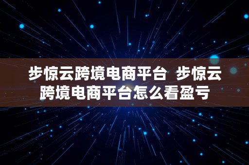 步惊云跨境电商平台  步惊云跨境电商平台怎么看盈亏