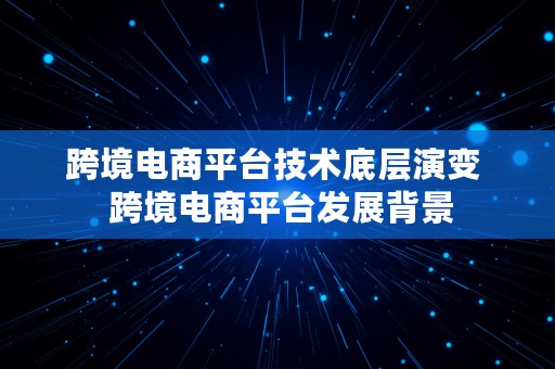 跨境电商平台技术底层演变  跨境电商平台发展背景