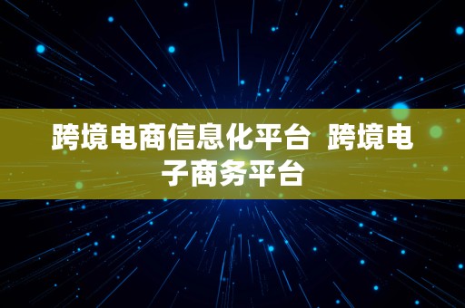 跨境电商信息化平台  跨境电子商务平台