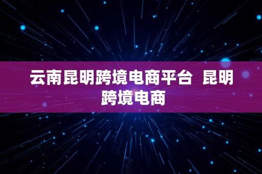 云南昆明跨境电商平台  昆明 跨境电商