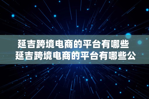 延吉跨境电商的平台有哪些  延吉跨境电商的平台有哪些公司