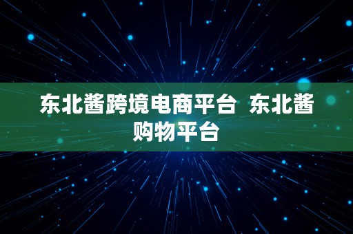 东北酱跨境电商平台  东北酱购物平台