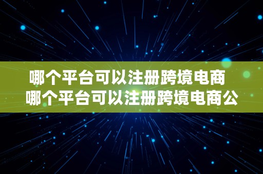 哪个平台可以注册跨境电商  哪个平台可以注册跨境电商公司