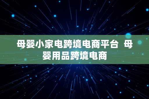 母婴小家电跨境电商平台  母婴用品跨境电商