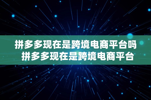 拼多多现在是跨境电商平台吗  拼多多现在是跨境电商平台吗知乎