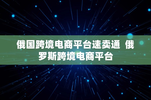 俄国跨境电商平台速卖通  俄罗斯跨境电商平台