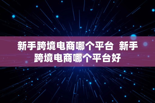 新手跨境电商哪个平台  新手跨境电商哪个平台好