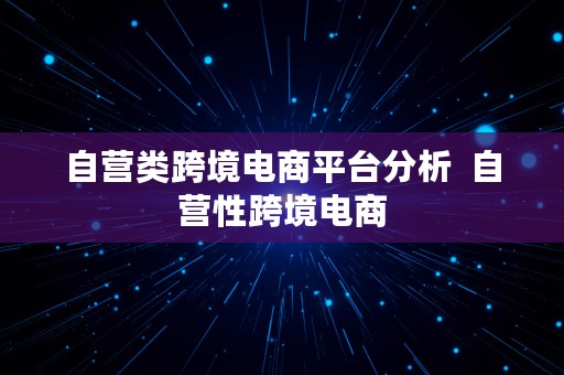 自营类跨境电商平台分析  自营性跨境电商