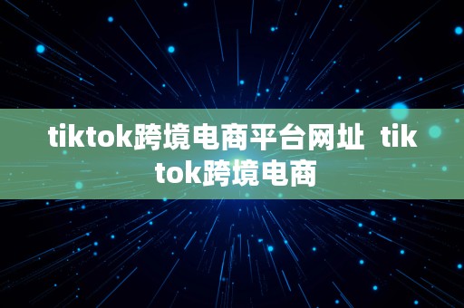 tiktok跨境电商平台网址  tik tok跨境电商