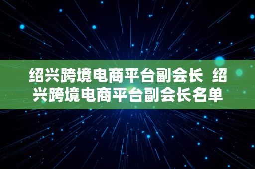 绍兴跨境电商平台副会长  绍兴跨境电商平台副会长名单