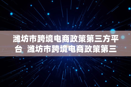 潍坊市跨境电商政策第三方平台  潍坊市跨境电商政策第三方平台公示